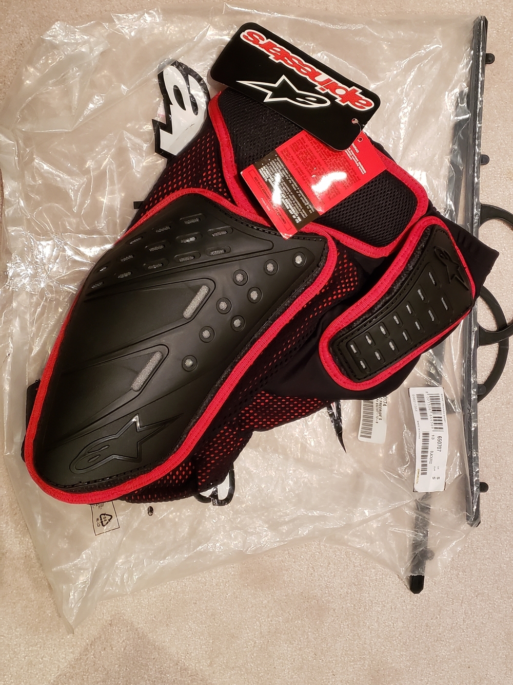 Alpinestars Bionic Freeride S Black and Red Motorcycle Back Protector. Small NEW